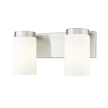 Z-Lite Burk 2 Light Vanity, 13.75in. W x 7.25in. H, Brushed Nickel 746-2V-BN